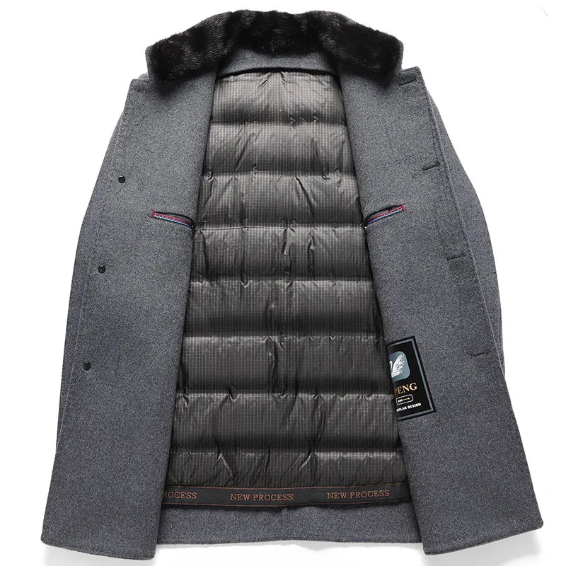 Abrigo de Lana con Plumón Desmontable para Hombre – Otoño/Invierno