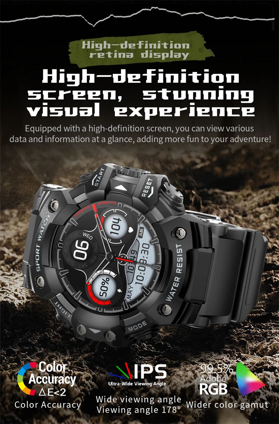 Reloj Inteligente Militar 100+ Deportes IP68