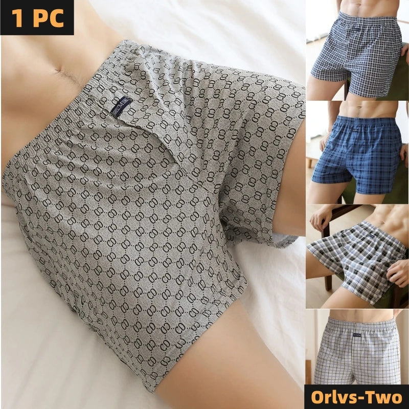 Pantalones Aro para hombre, ropa interior de celosía de algodón, pantalones cortos holgados de cintura alta para verano, finos y transpirables, calzoncillos con bolsa, M-3XL de talla grande