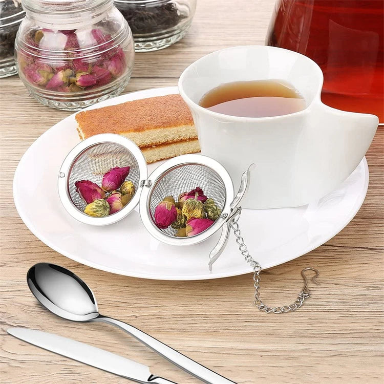LMETJMA Infusor de té de malla de acero inoxidable, coladores de té, coladores de té, filtros coladores para té suelto, hierbas y especias JT148