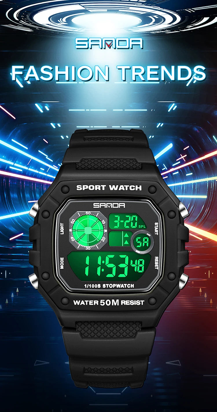 Reloj Digital SANDA 2202 para Hombre, LED Deportivo Impermeable 5 Bar