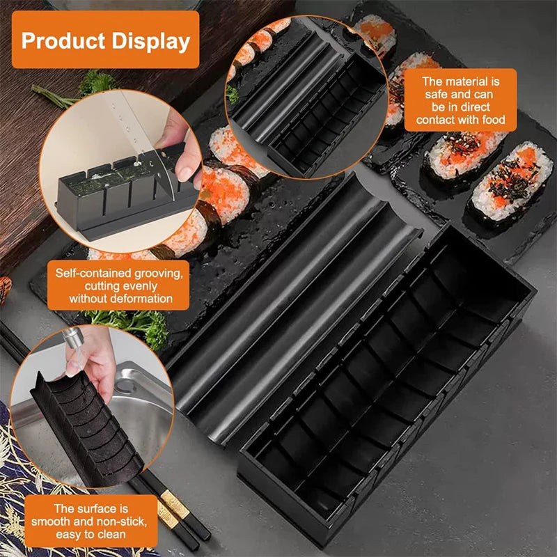 LMETJMA 10 Uds Kit para hacer Sushi DIY molde para Sushi prensa con molde para rollo de arroz para Sushi fabricante de Sushi molde para rollo de arroz KC0473