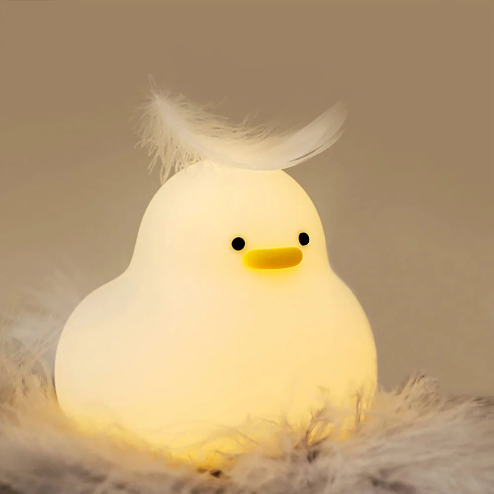 Bonita luz nocturna de pato, lámpara LED Kawaii, luz nocturna recargable por USB, lámpara nocturna táctil para habitación, artefacto de descompresión para protección ocular