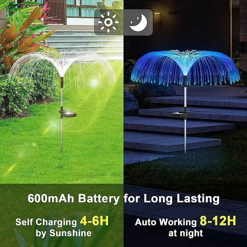 Luces Solares de Jardín con Medusas de Fibra Óptica