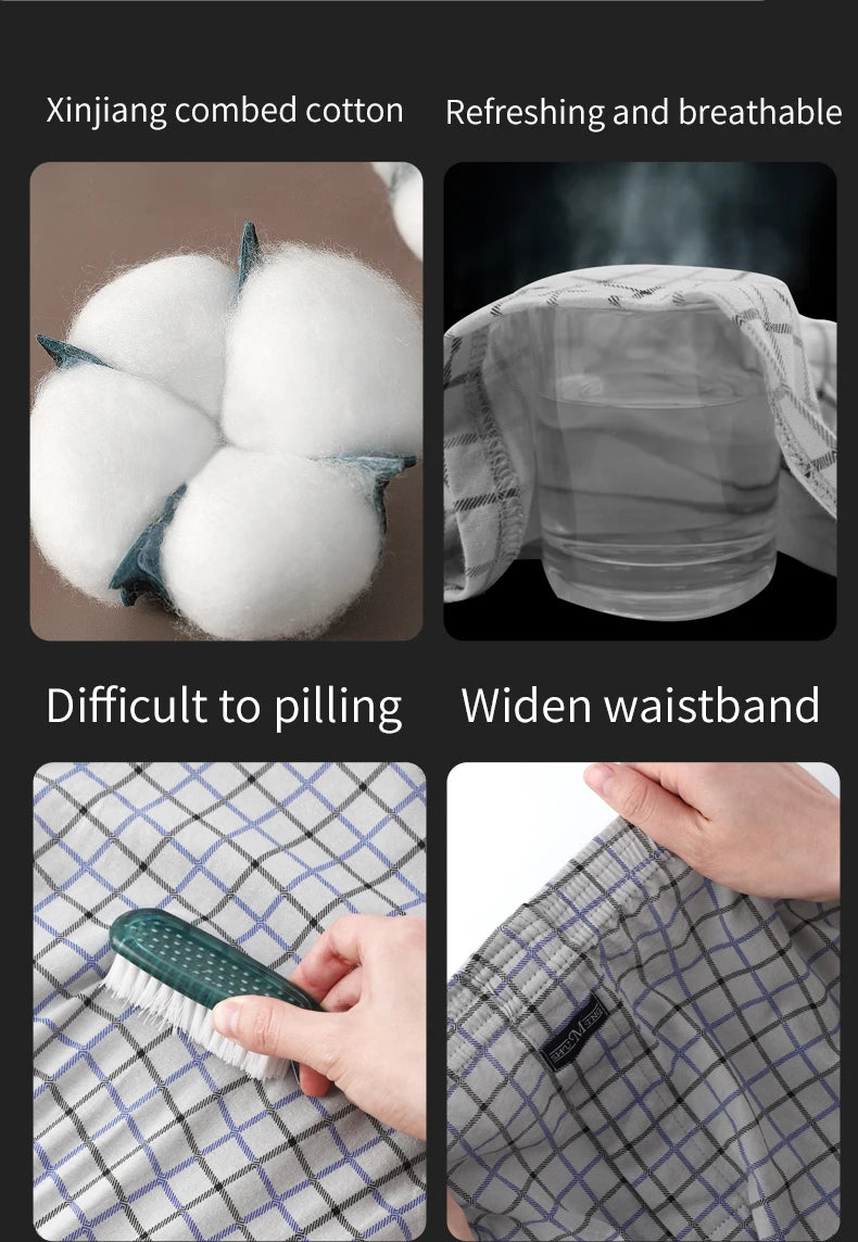 Calzoncillos grandes, pantalones de pijama en casa, pantalones Allo de cintura alta, calzoncillos boxer de talla grande para hombres, pantalones de algodón, todos los boxeadores de cintura alta