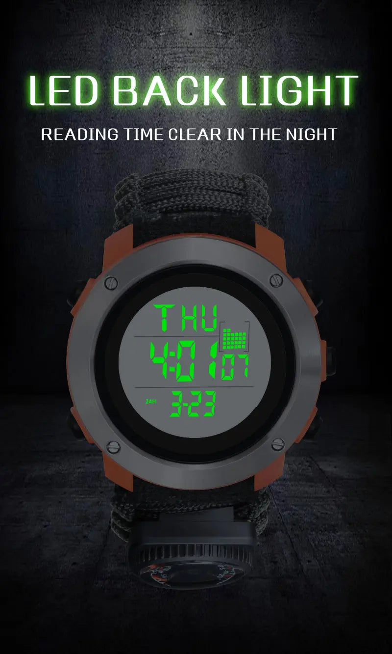 Reloj Digital Deportivo SHIYUNME con Brújula, Termómetro y LED Militar