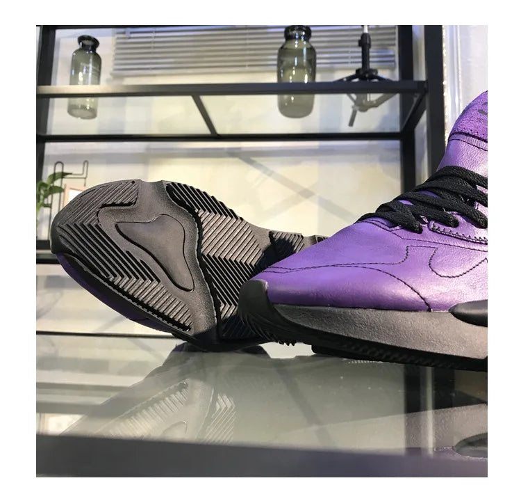 Zapatillas de Deporte con Suela Gruesa para Hombre y Mujer, Estilo Dad Shoes, Color Morado Intenso Black Knight, de Moda, de Caña Alta