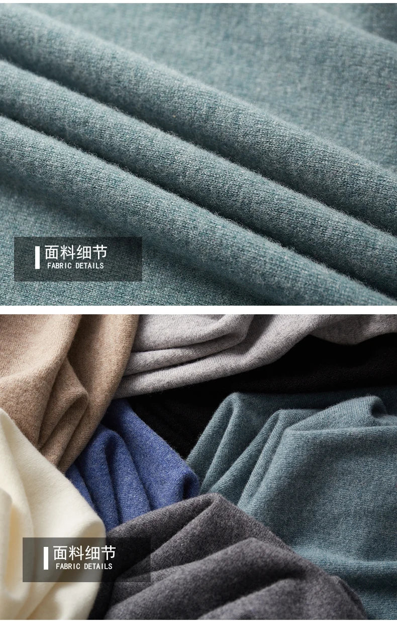 Suéter de cachemira Merina para hombre, Jersey de punto acolchado, cálido, cuello de tortuga, abrigo holgado de talla grande, otoño e invierno, 100%