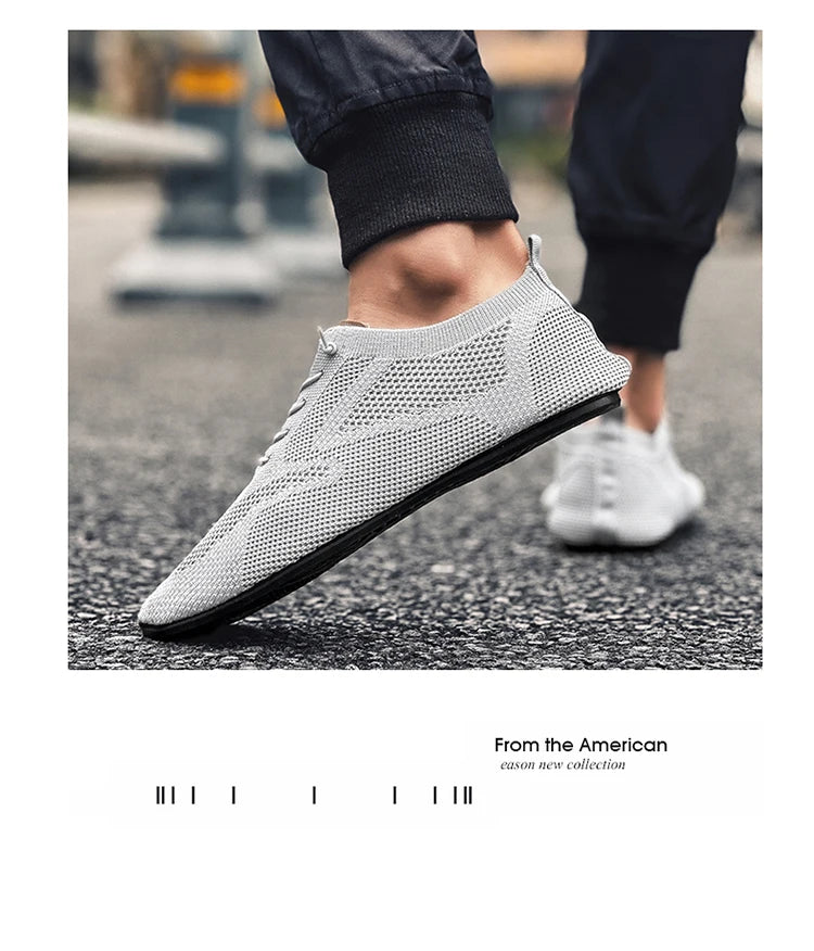 Zapatos informales ligeros sin cuero para hombre, mocasines de malla a la moda para parejas, zapatillas transpirables con cordones para hombre, zapatos planos suaves para Yoga