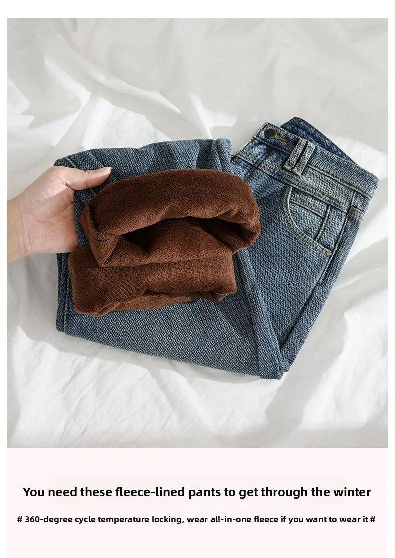 Pantalones Vaqueros de Lana de Pierna Ancha para Mujer