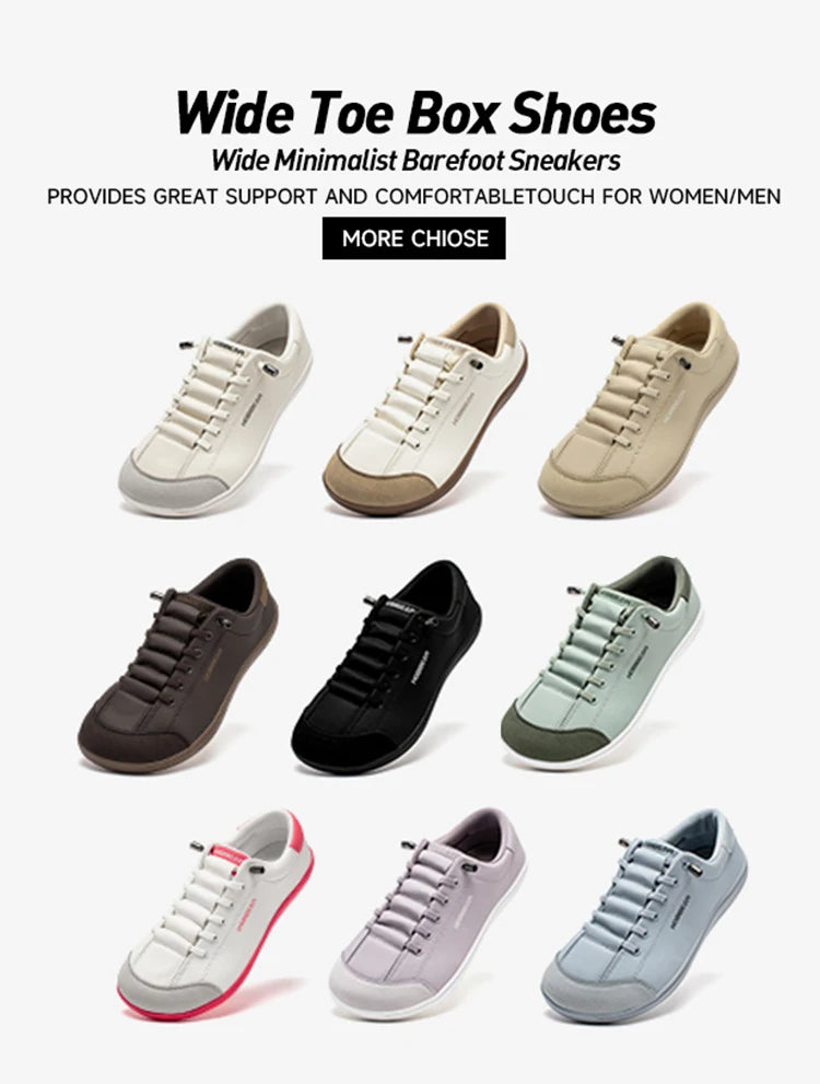 HOBIBEAR zapatos descalzos Unisex punta ancha zapatillas de deporte de cuero Artificial Zero Drop Slip On zapatos cómodos ligeros al aire libre
