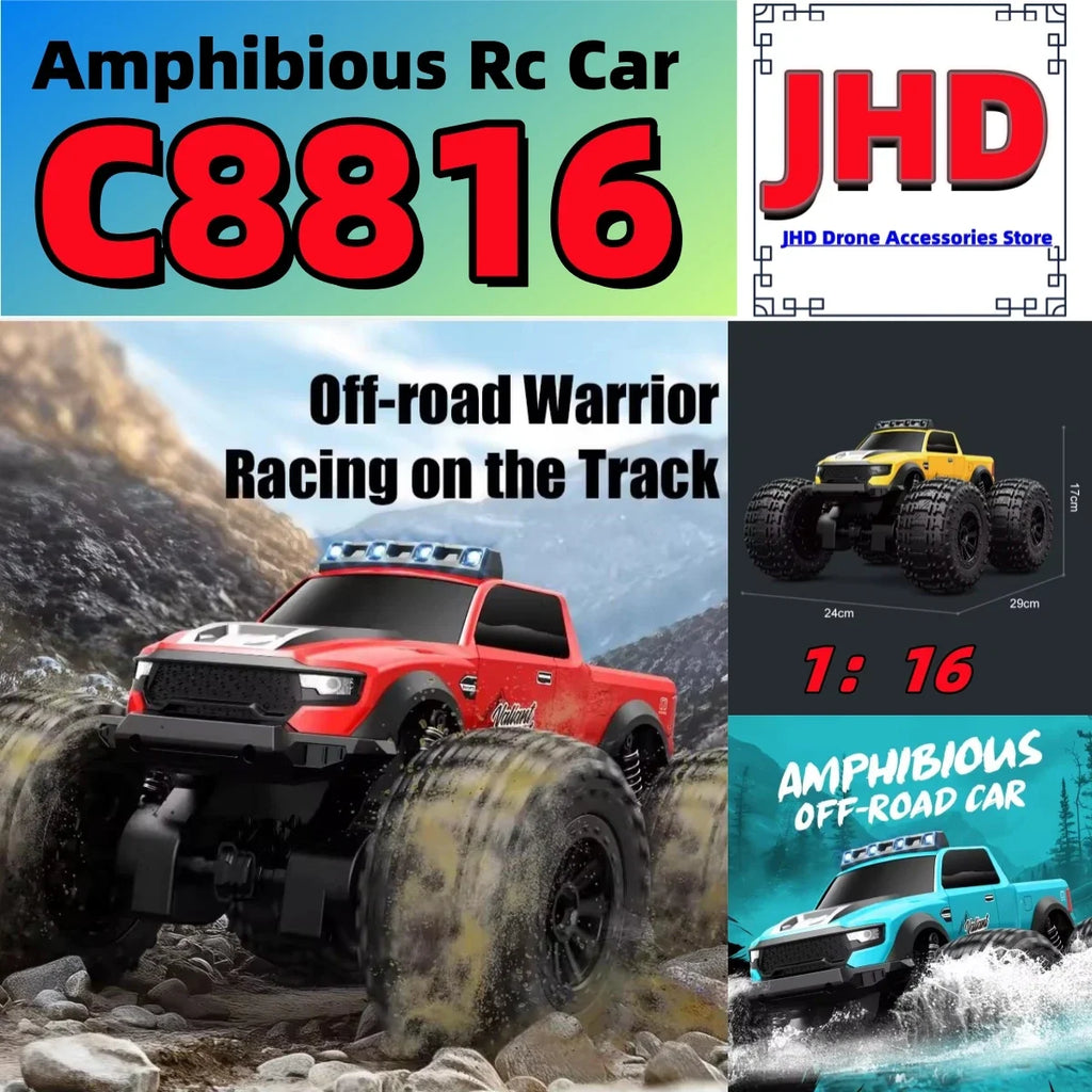 Auto RC Anfibio JJRC C8816 4WD Todoterreno con Luces LED 1:16