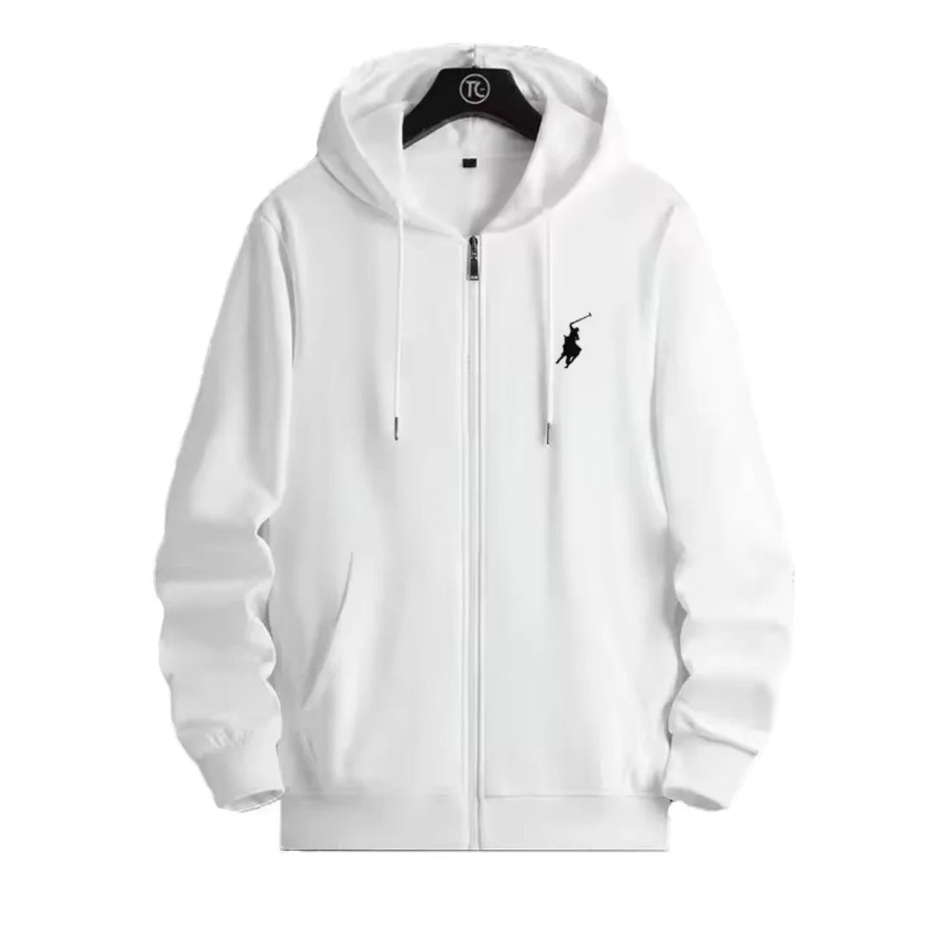 Hoodie con Cremallera y Bordado – Unisex, Estilo Deportivo