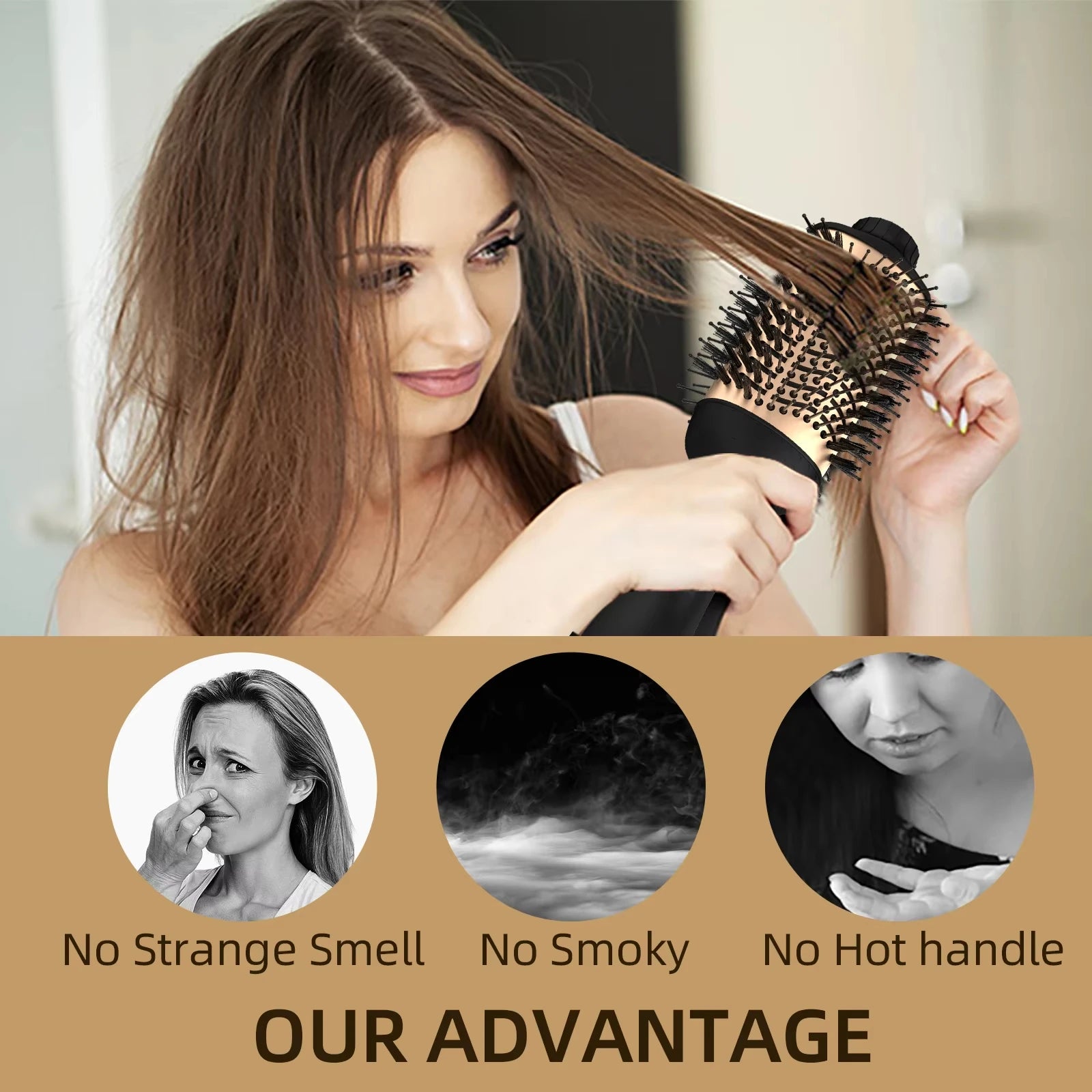 Cepillo de Aire Caliente para Rizar y Alisar el Cabello, Cepillos Eléctricos para el Cabello, Peine Caliente, Rizador Profesional, Cepillo Térmico Anti-Quemaduras