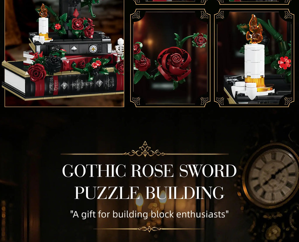K70005 Juguetes de ensamblaje modelo Gothic Rose Cross, juguetes de bloques de construcción MOC, adorno de escritorio, juguetes educativos, regalo de cumpleaños para adultos