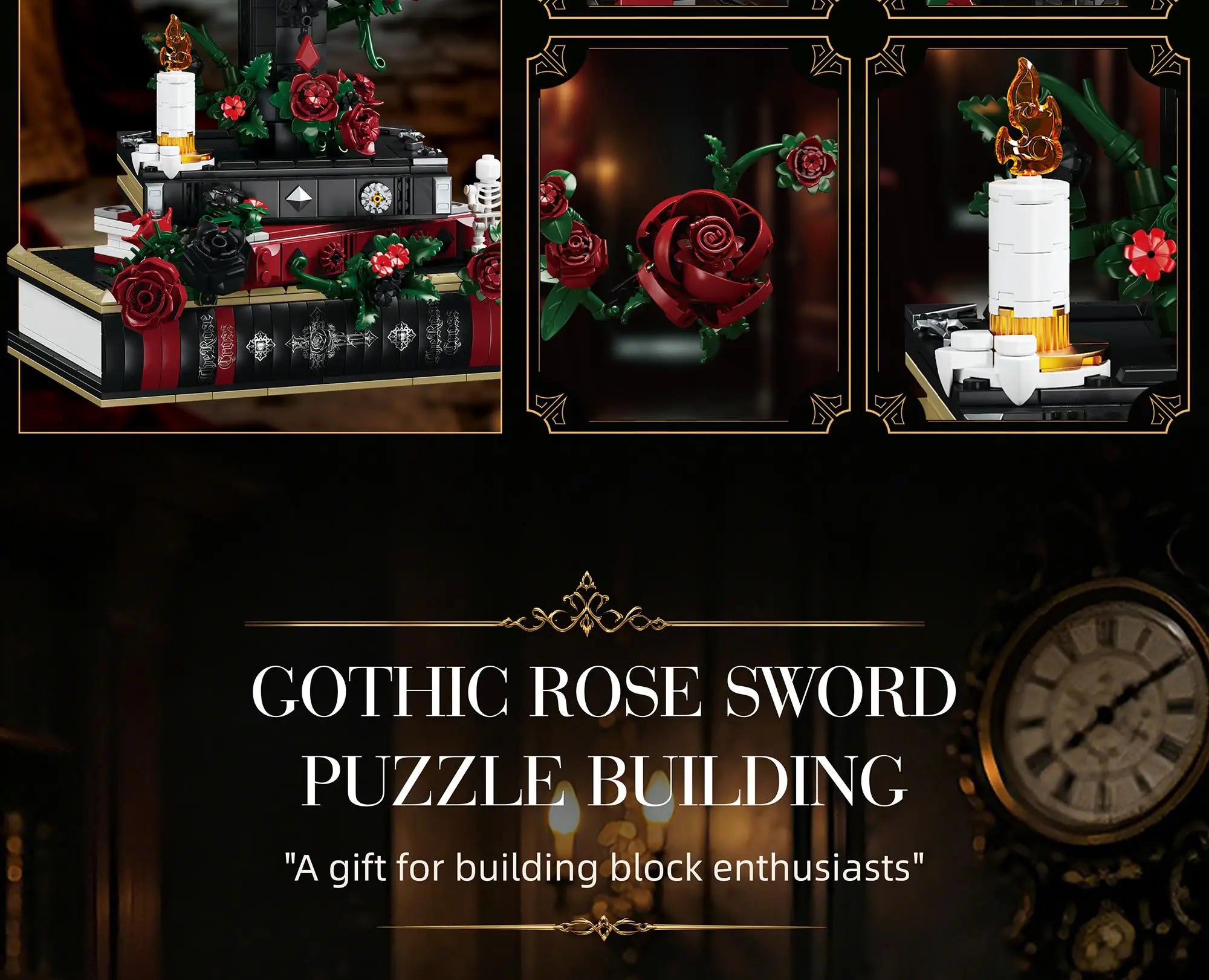 K70005 Juguetes de ensamblaje modelo Gothic Rose Cross, juguetes de bloques de construcción MOC, adorno de escritorio, juguetes educativos, regalo de cumpleaños para adultos