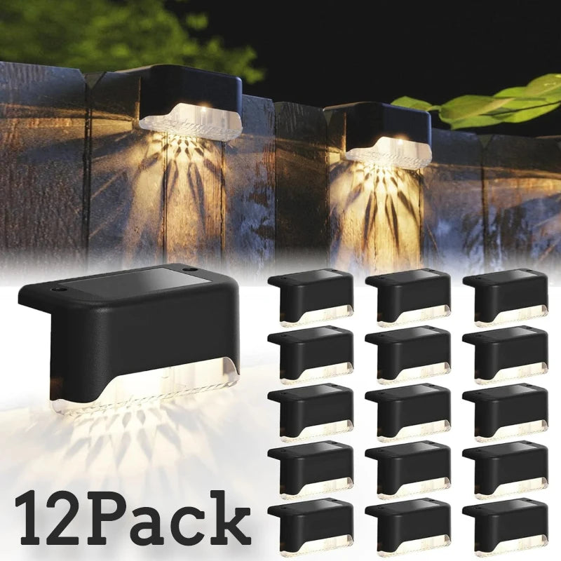 Paquete de 4/8/12 Luces Solares para Terraza, Luces Solares Impermeables para Escaleras, Vallas, Patios y Caminos con Encendido/Apagado Automático