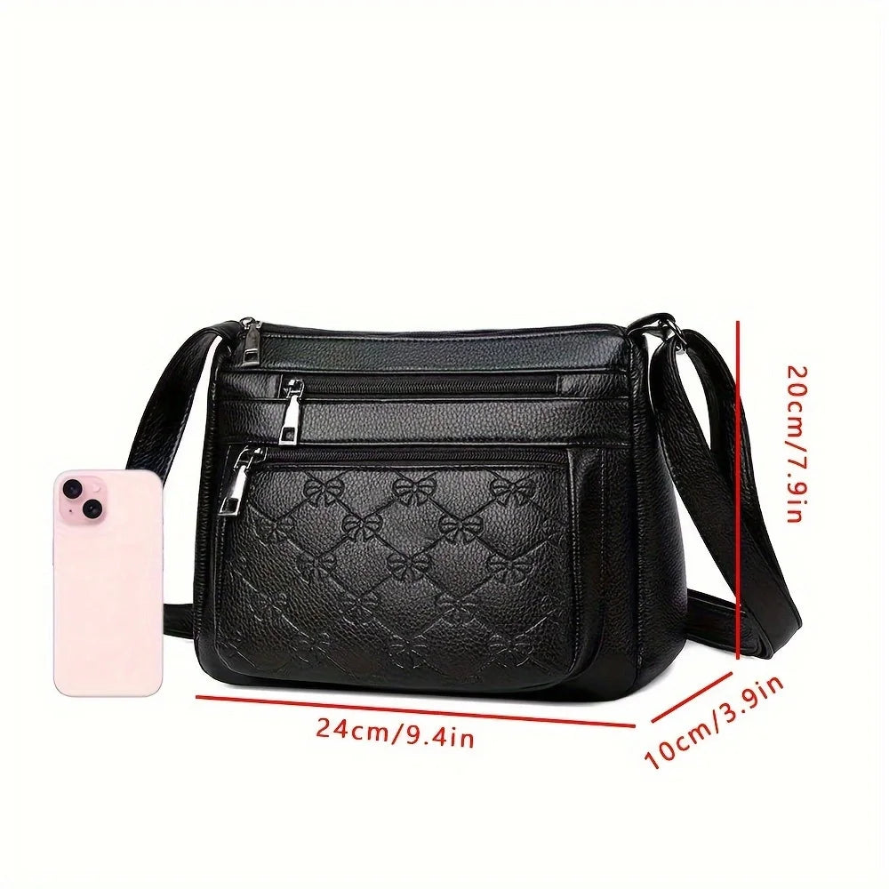 Bolso de Hombro para Mujer de Cuero PU Negro Gran Capacidad