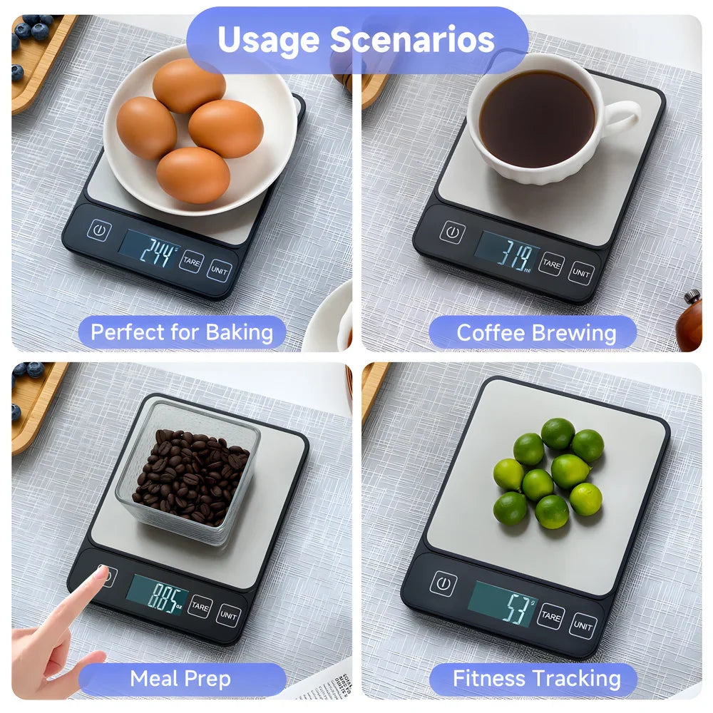 Báscula de cocina de 10kg, báscula de mesa electrónica con pantalla Digital LCD, báscula de peso en gramos para hornear, báscula de alimentos para dieta saludable Personal