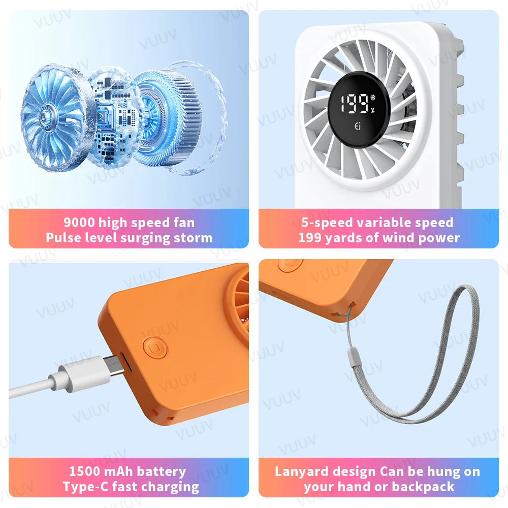 Ventilador de Mano Portátil de Alta Velocidad con Carga USB