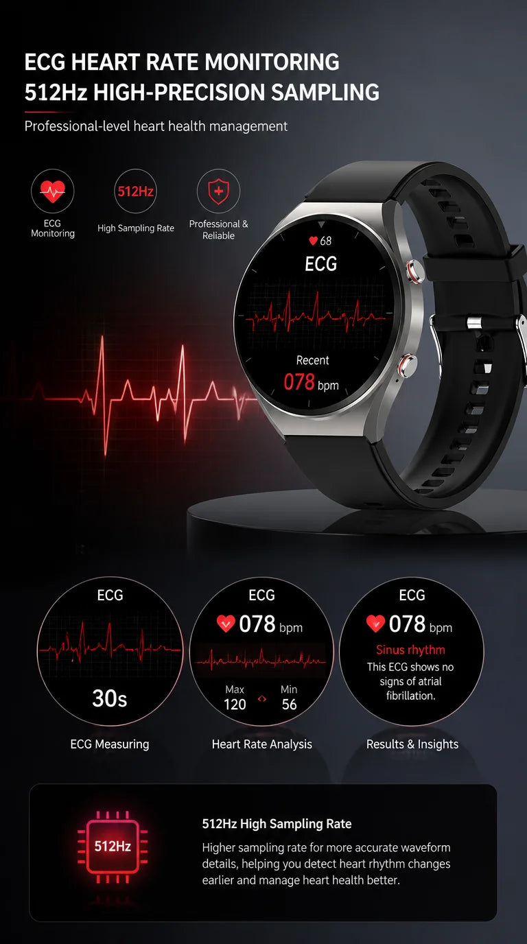 GEJIAN Reloj Inteligente ECG HRV IP67