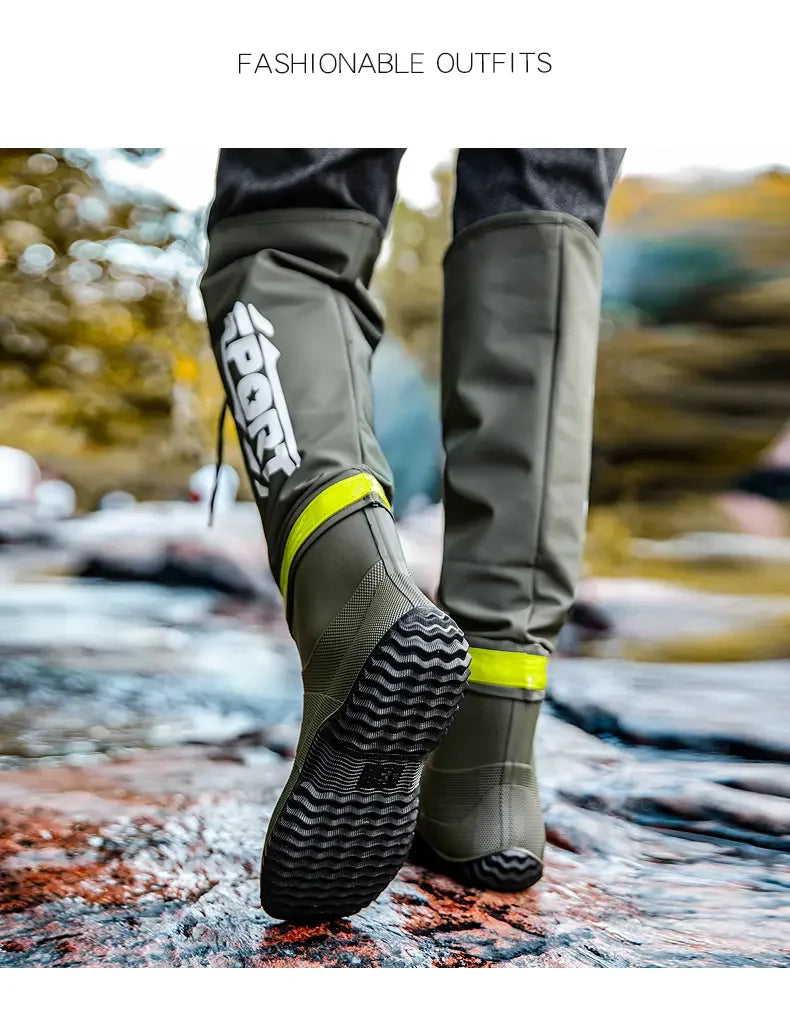 Botas de lluvia para hombre impermeables antideslizantes de caña alta