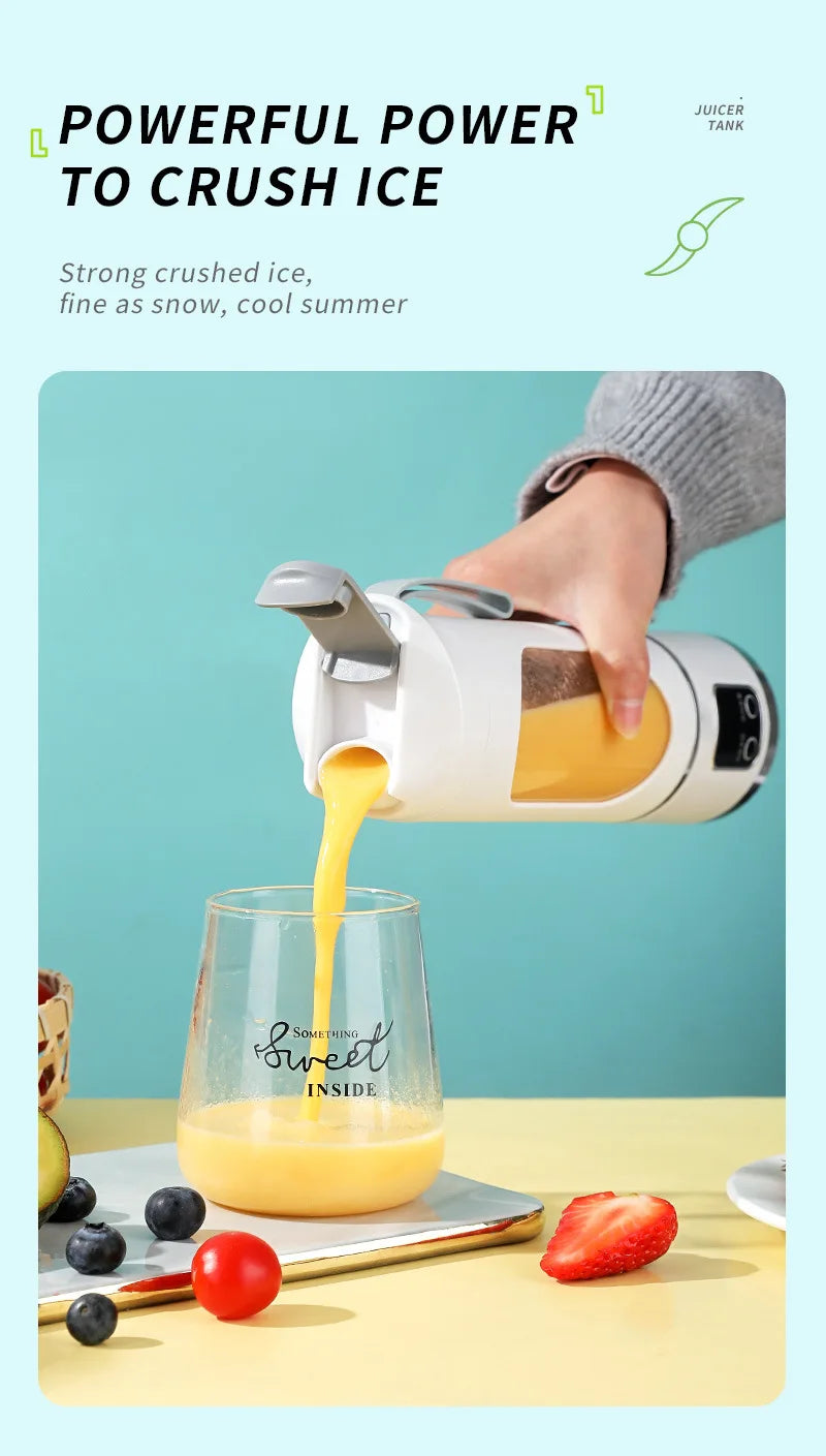 Licuadora Portátil Recargable 450ml con Expulsión de Pulpa