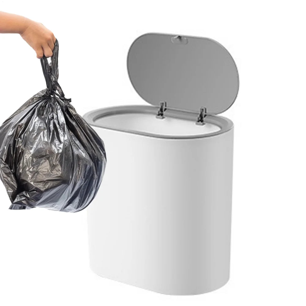 Cubo de basura tipo prensa con tapa, impermeable para baño y hogar
