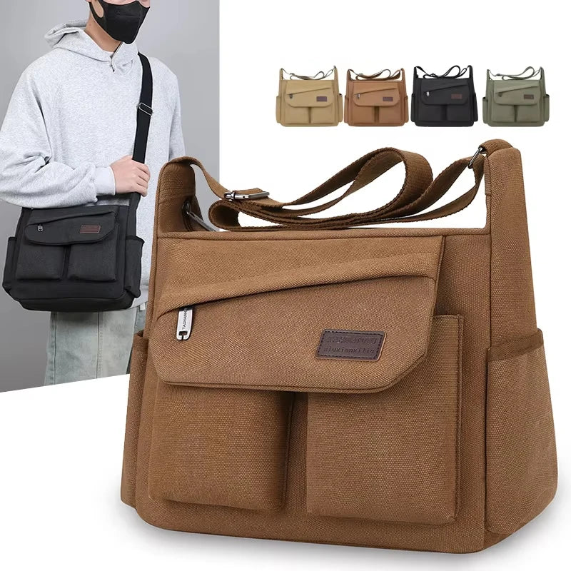 Bolso bandolera para hombre, diseño con múltiples bolsillos, bolso de hombro de gran capacidad, elementos esenciales para exteriores, almacenamiento funcional, viajeros urbanos