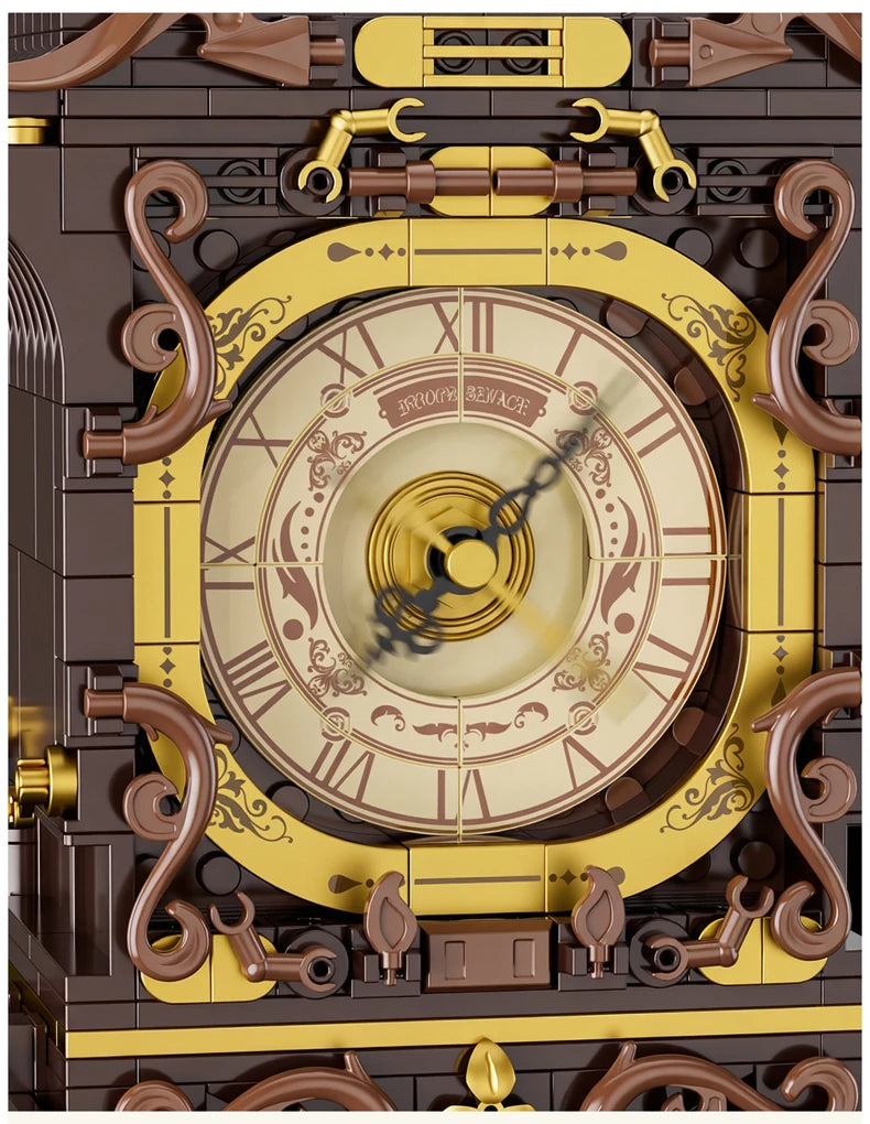 Relojes de bloques de construcción de estilo retro europeo simulados por JAKI, adorno de juguete para sala de estar, juguete educativo de construcción, regalo navideño.