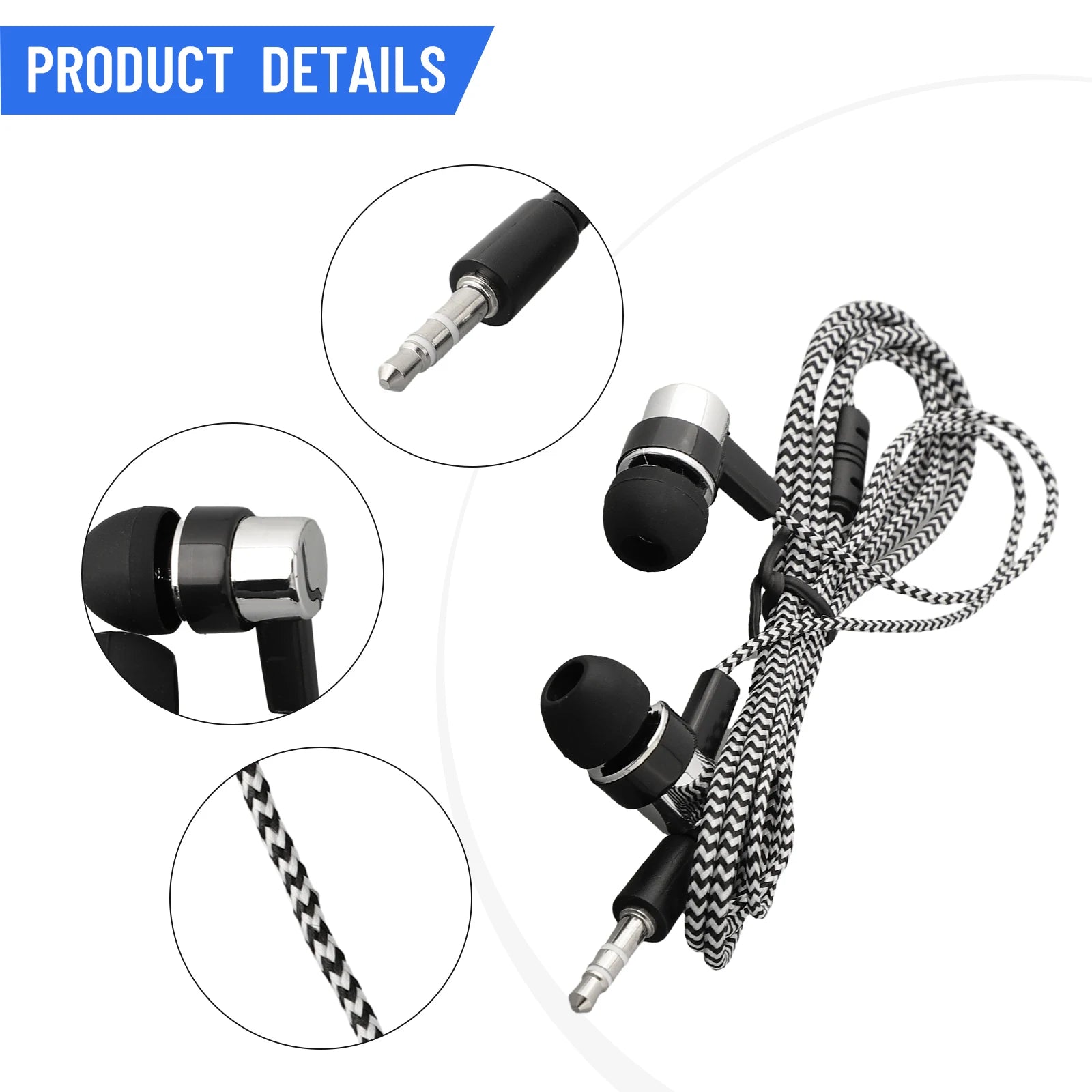 Experimente graves potentes con auriculares internos con cable, auriculares estéreo de 3,5 mm para dispositivos móviles, diseño con aislamiento de ruido