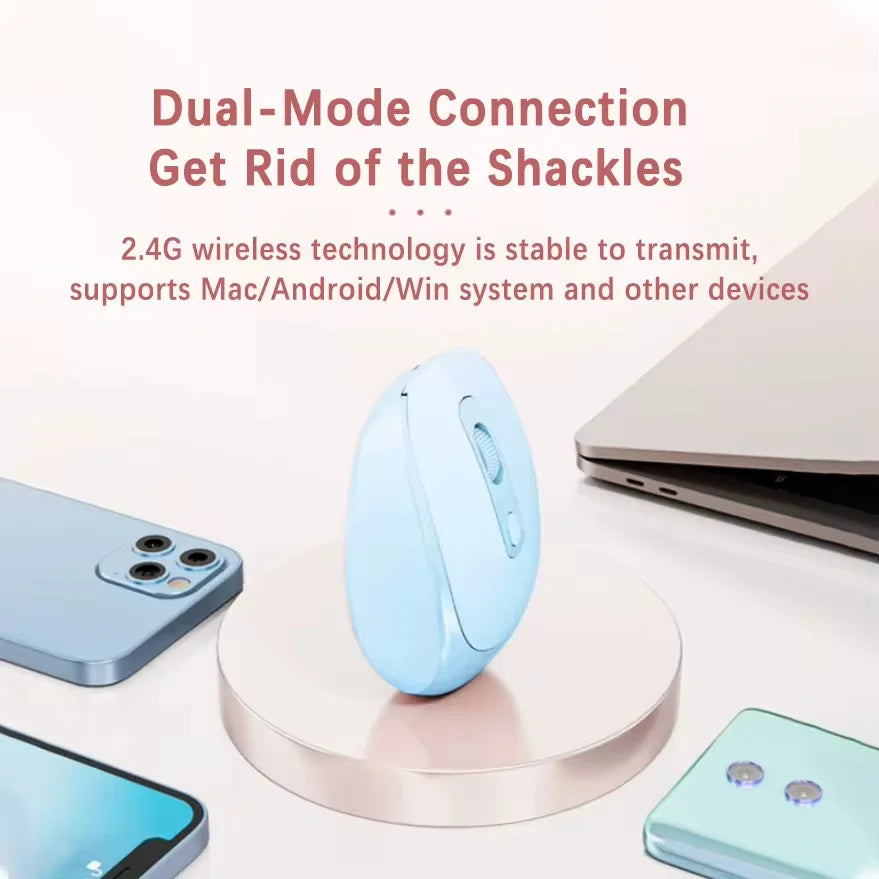 Ratón inalámbrico recargable para ordenador, Mouse inalámbrico Compatible con Bluetooth de 2,4G, USB, silencioso, para PC, portátil, Macbook y tableta