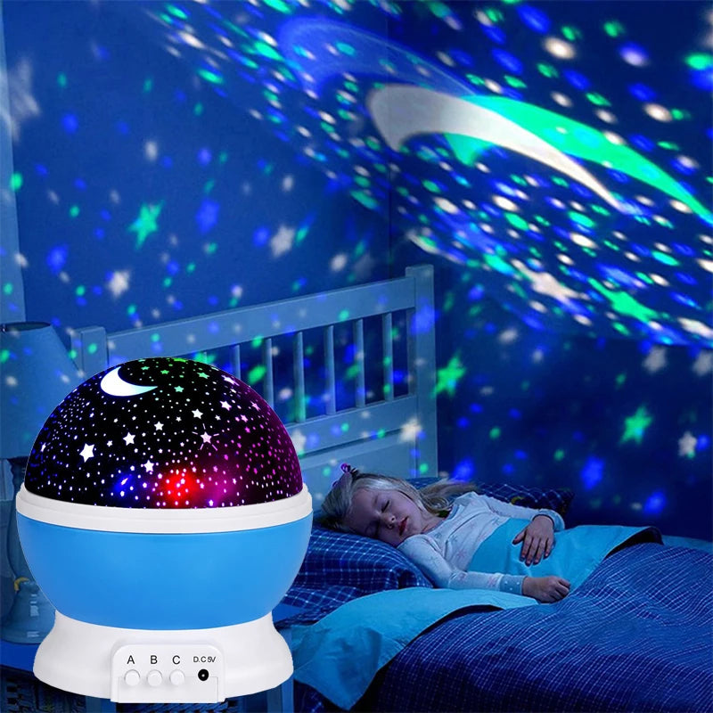 Proyector de lámpara de noche, proyector de luz nocturna de cielo estrellado, decoración de lámpara de bebé, proyector giratorio de Luna y galaxia para guardería, luz de mesa