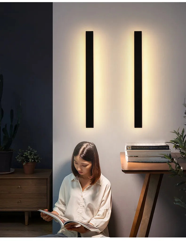 Lámpara de pared impermeable para exteriores, lámparas de pared para jardín, luces LED, fondo de TV nórdico moderno para sala de estar, IP65, arandela de pared de 110/220v