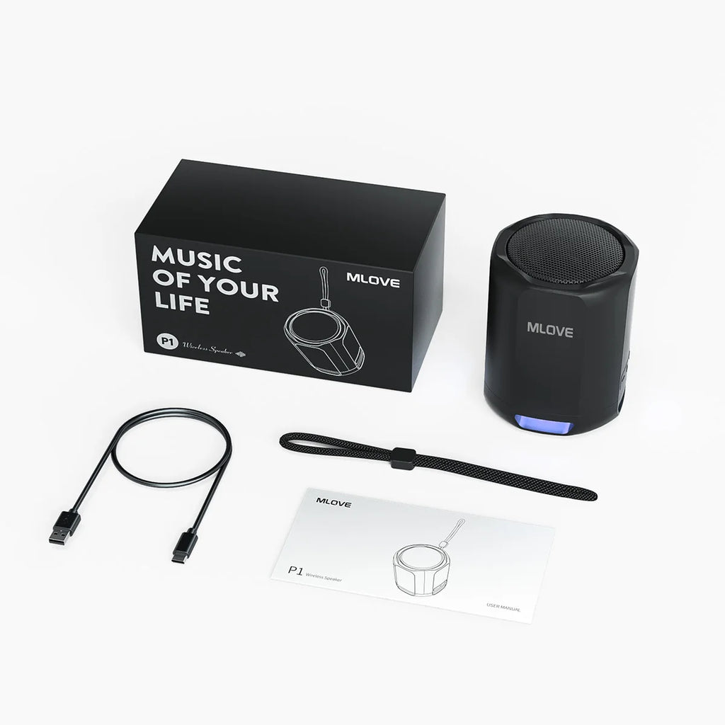 MLOVE Altavoz Bluetooth portátil, Bluetooth 5.3, luces RGB, sonido compacto de alta fidelidad, conectividad TWS