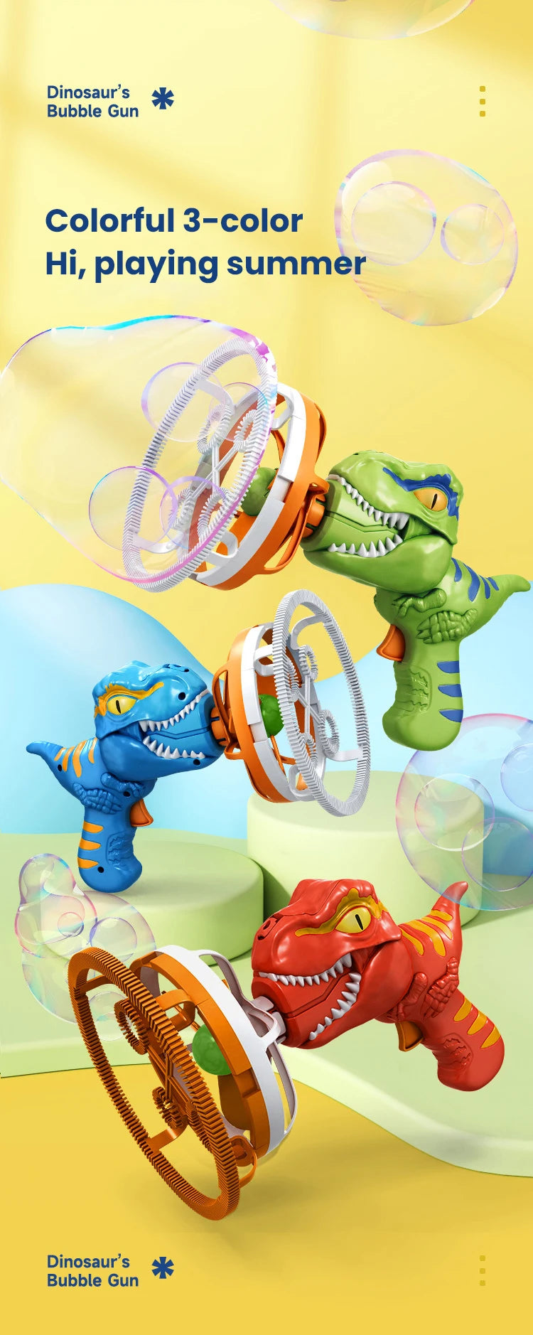 Pistola de Burbujas Automática Dinosaurio para Niños Exterior
