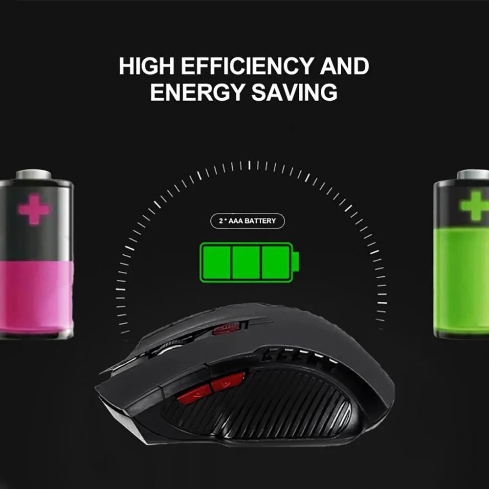 Ratón óptico inalámbrico de 2,4 GHz para videojuegos con receptor USB, 2000DPI, 6 botones, accesorios para ordenador y portátil