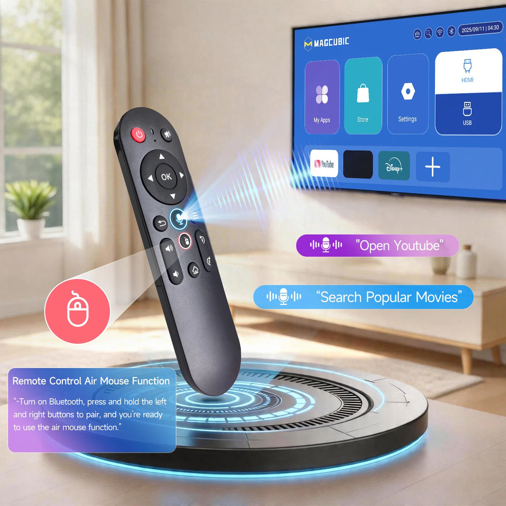 Proyector Magcubic HY320Pro Nativo 1080P con Enfoque Automático, Full HD, Android 14, Cine en Casa Portátil, Control por Voz, Actualización del HY300 Pro