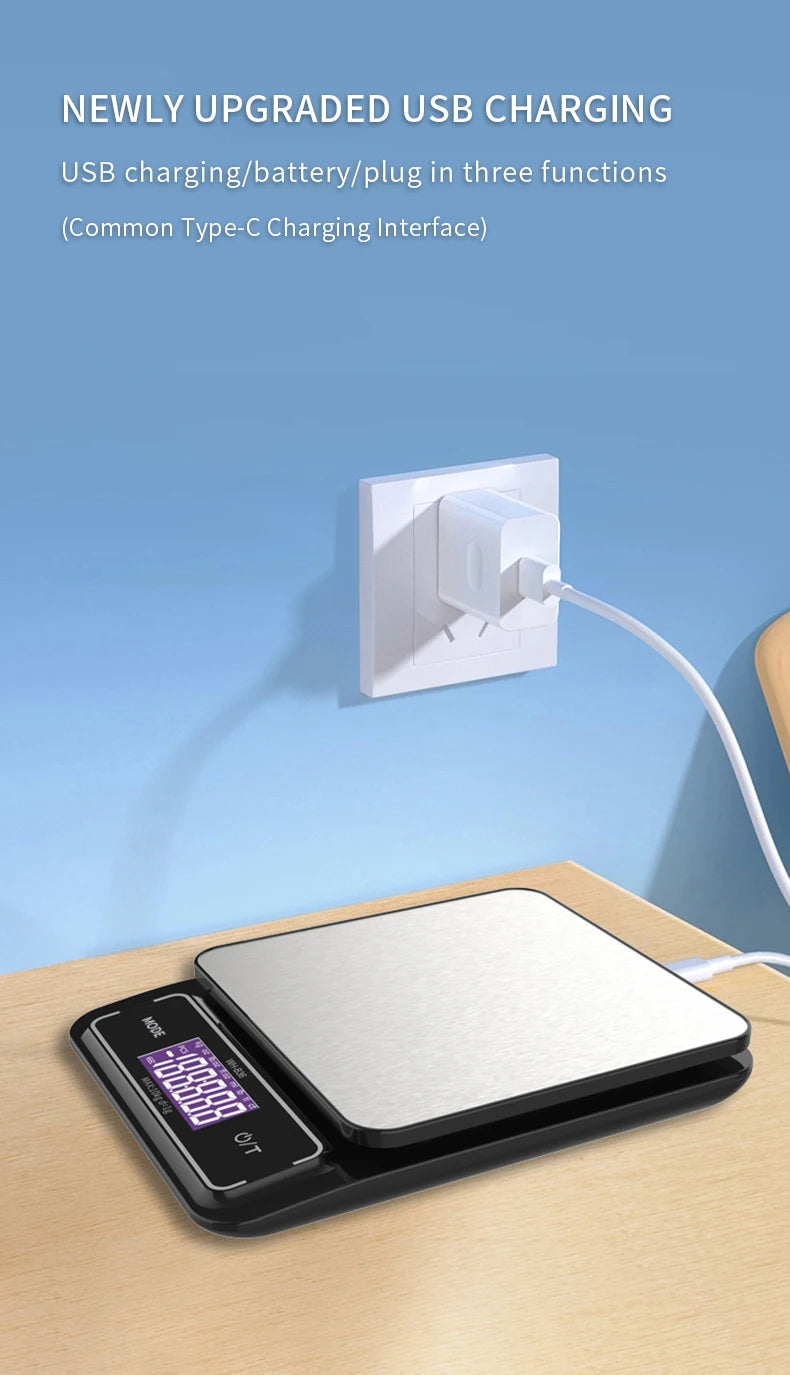 Báscula de cocina electrónica Digital de 6kg/0,1g, 10kg/1g, pantalla LCD, herramienta de medición de acero inoxidable totalmente impermeable para hornear