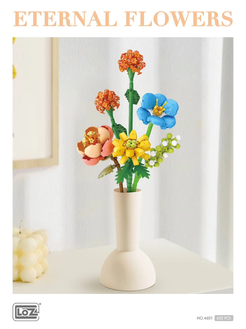 LOZ-1661 serie de plantas, bloque de construcción de simulación, maceta, cerezo suculento, modelo para el hogar, decoración, juguete de bloques de construcción para niña