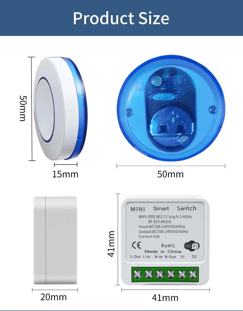 Interruptor Inteligente WiFi Tuya RF 16A Smart Life