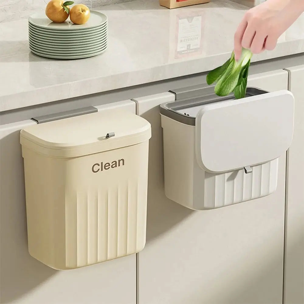 Cubo de compost para cocina con montaje bajo fregadero o en pared, con tapa