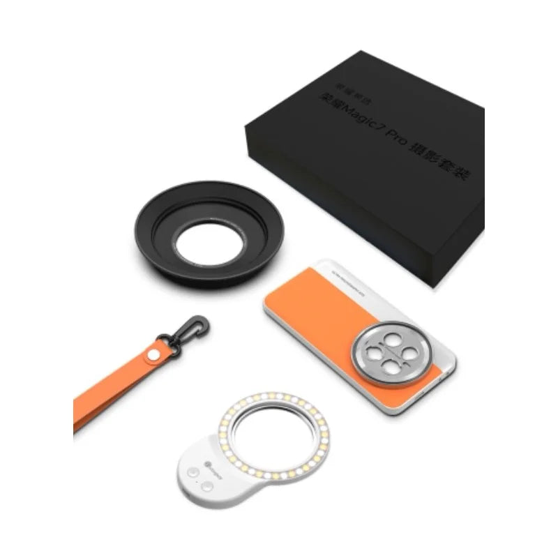 Kit de Fotografía Original para Teléfono Honor Magic7 Pro con Luz de Relleno, Correa para Teléfono, Parasol y Accesorios Originales para Fotografía con Teléfono