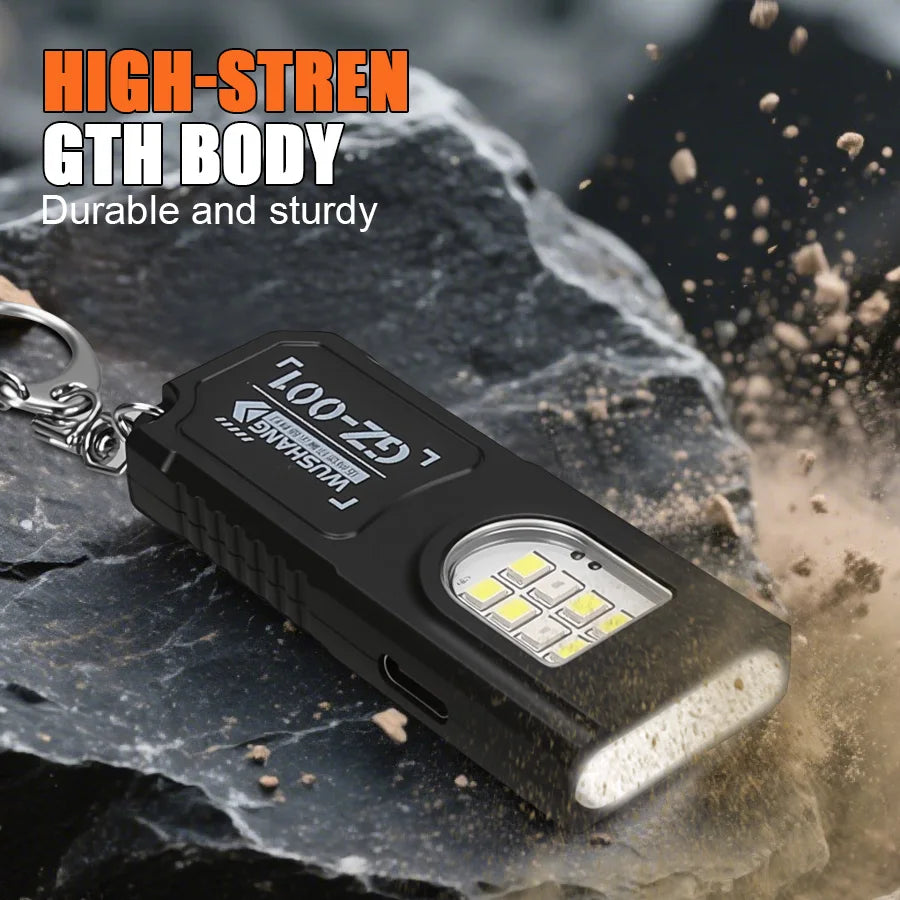 Linterna Mini LED COB Llavero Recargable USB con Imán y Clip