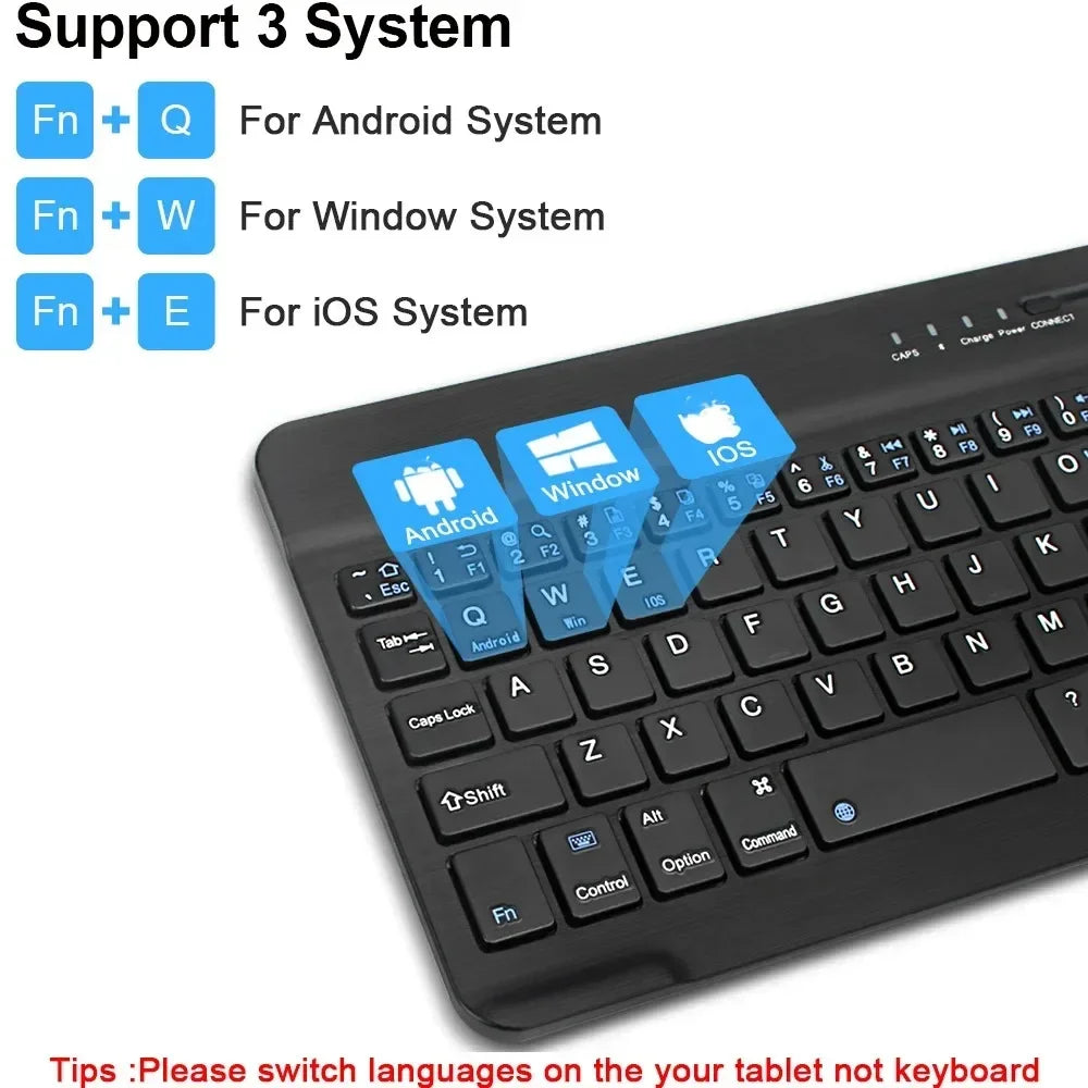 Teclado Bluetooth para iPad de 10.ª Generación, iPad Pro 13, 12, 11, 10, 9, 8, 7 Pulgadas, iPad Air 13, iPad de 11.ª Generación, iPad Mini, Tablets Samsung y Xiaomi