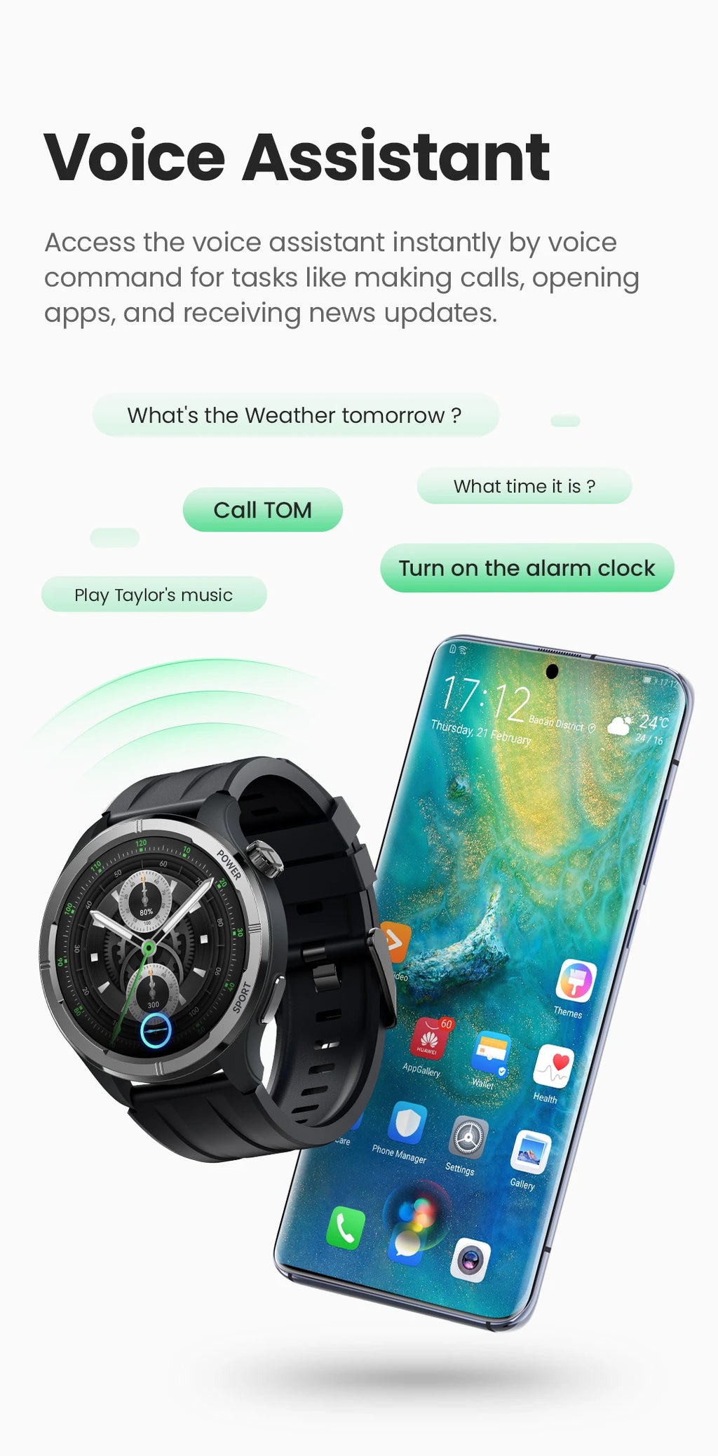 Reloj Inteligente Solar Neo con Pantalla HD, Control de Salud 24H y Llamadas