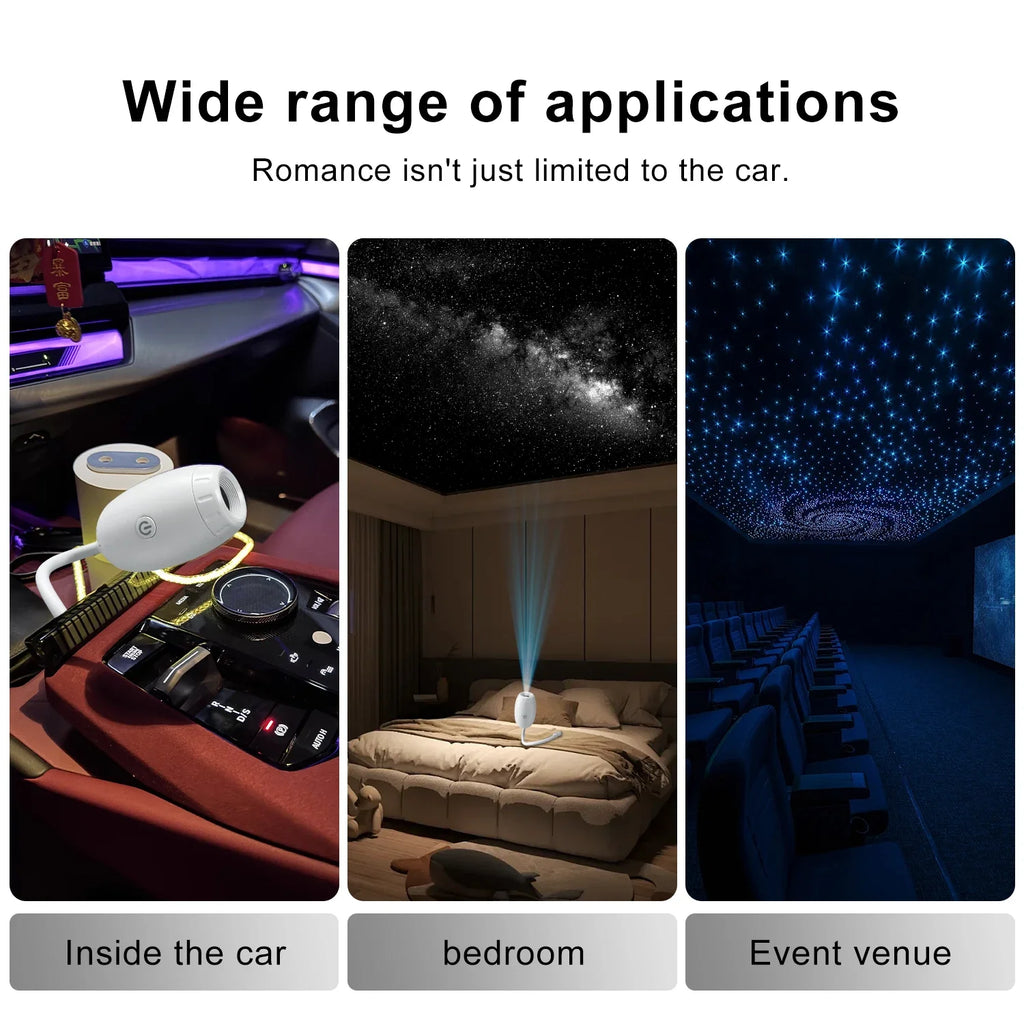 Nueva Luz Ambiental USB para Auto, Enfoque Ajustable, Atmósfera Romántica, Proyección de Múltiples Escenas, Gran Alcance, Decoración Interior