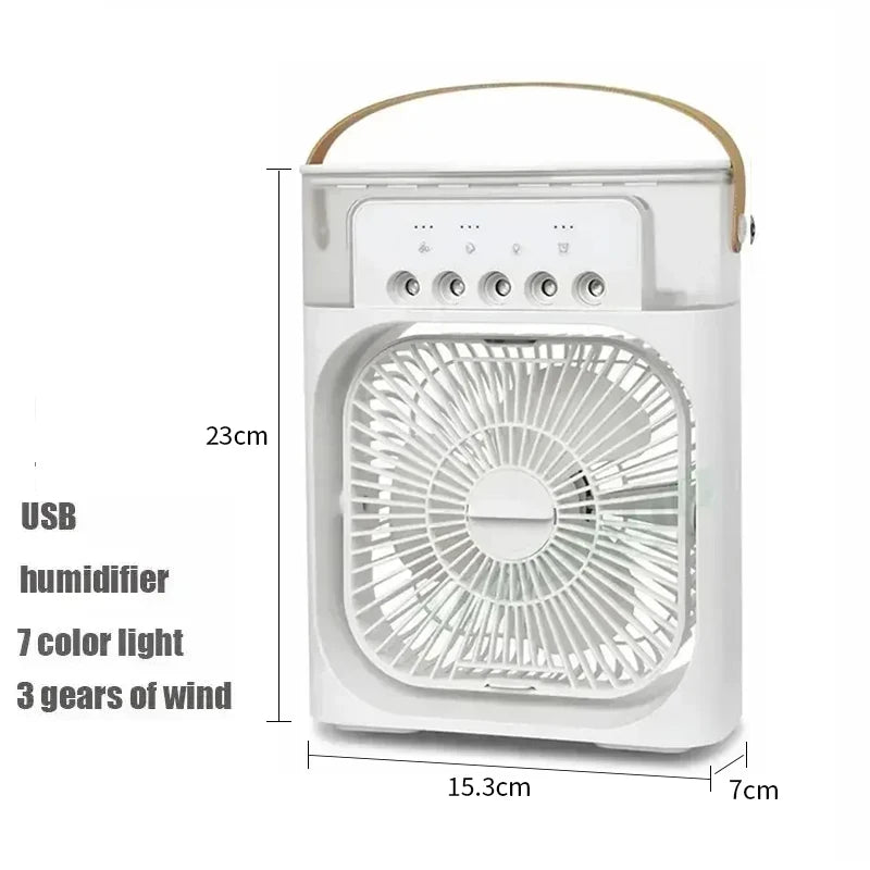 Ventilador Portátil 3 en 1 con Humidificador y Luz Nocturna