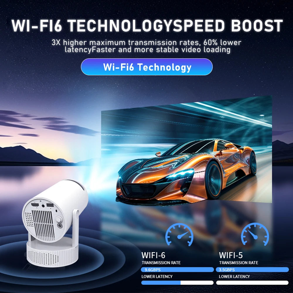Proyector Salange 8K HY300 Pro Max con batería incorporada 1280*720P Android 14 8000 lúmenes Wifi6 BT5.4 wifi Proyector portátil para exteriores