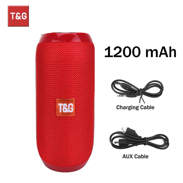 Altavoz Bluetooth T & G TG117, caja de sonido portátil TWS, altavoz resistente al agua, altavoces envolventes estéreo para exteriores, compatible con Radio FM TF